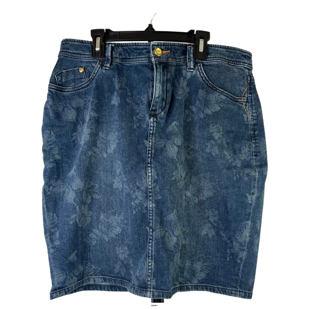 Tommy Bahama Blue Floral Denim Pencil Skirt